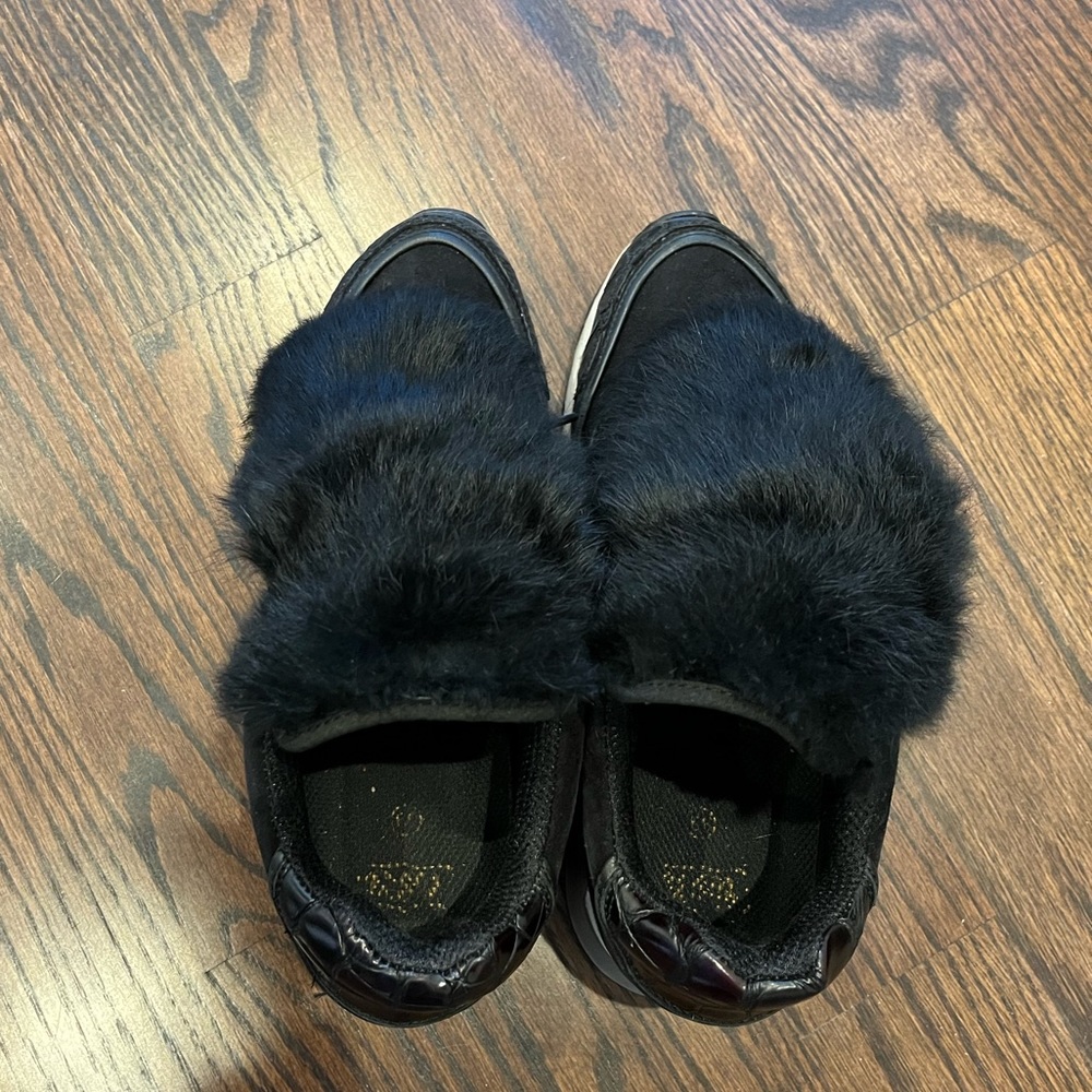 Ash platform sneakers with fur
